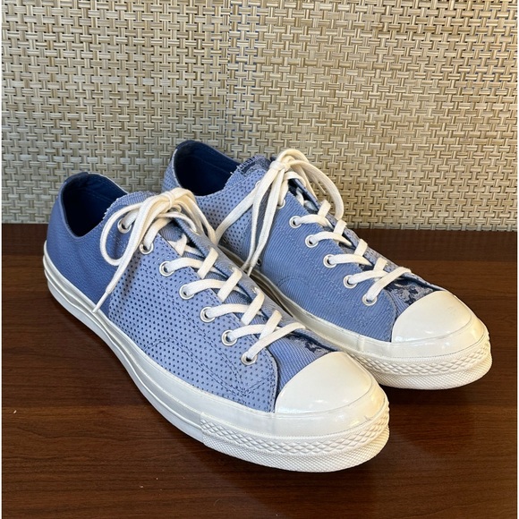 🌟2xHP🌟Converse Chuck 70 Chuck Taylor Blue/White Mixed Material Low Sneaker - Picture 3 of 11